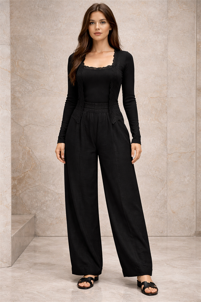 Siyah Dantel Bluz 17498