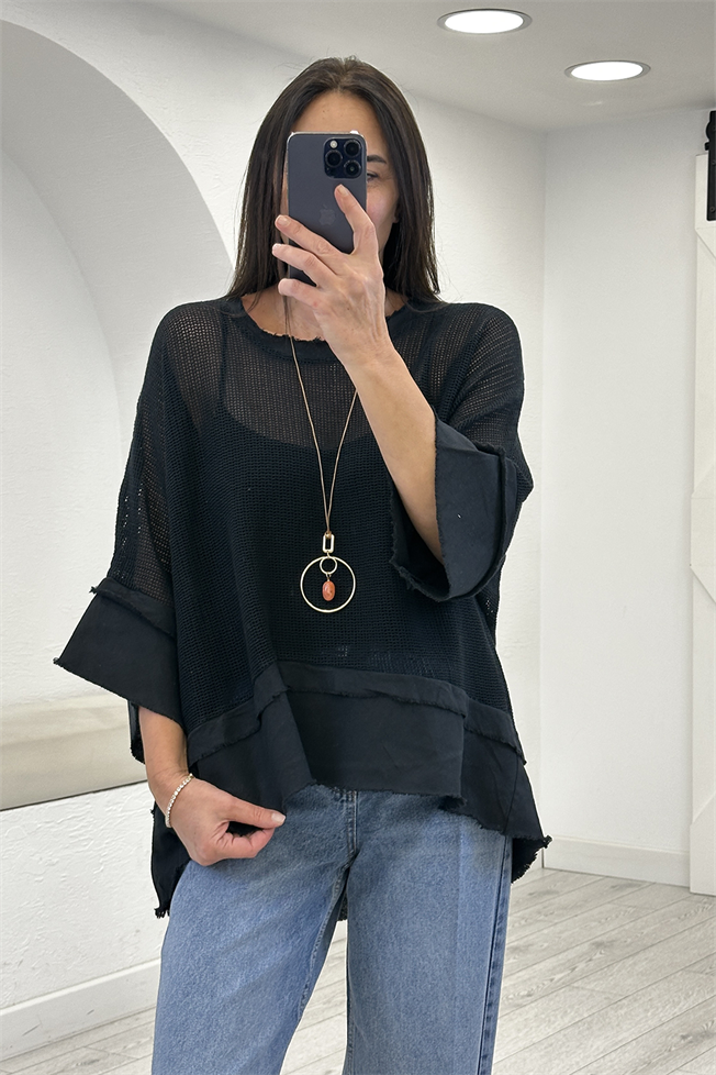 Siyah File Bluz 39470