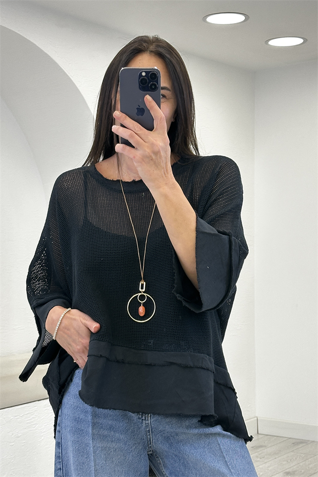 Siyah File Bluz 39470