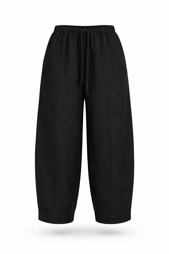 Siyah Keten Bol Pantolon 00198