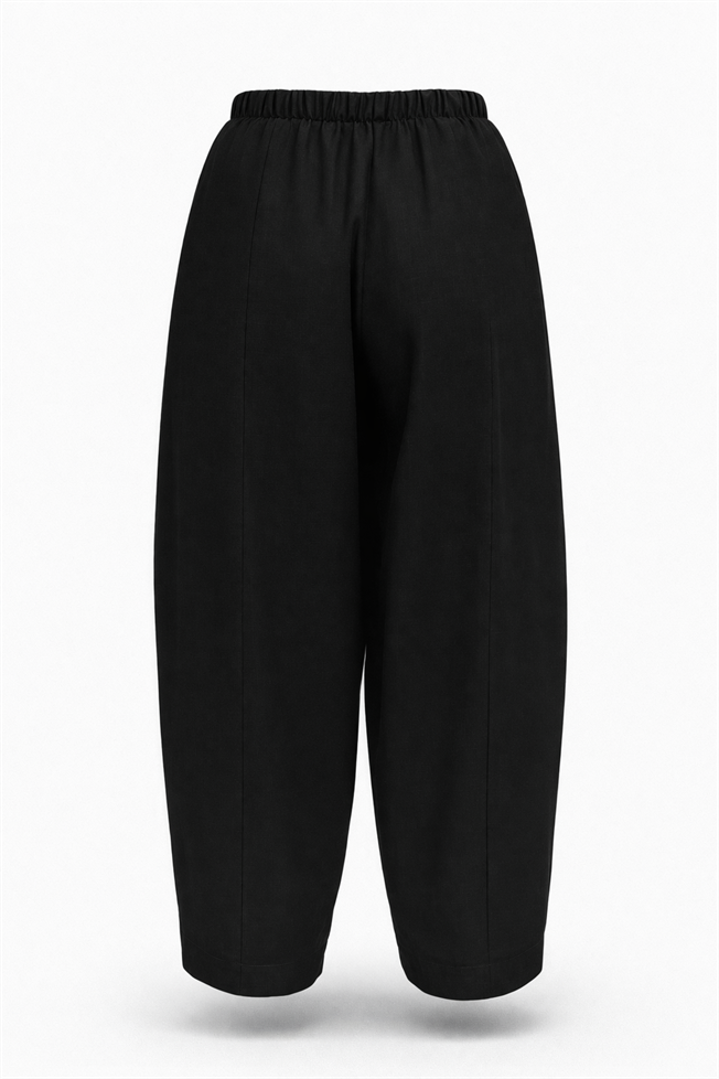 Siyah Keten Bol Pantolon 00198