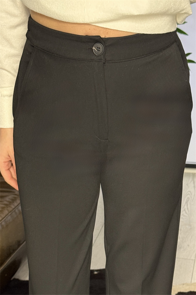Siyah Beli Lastikli Klasik Pantolon 3525