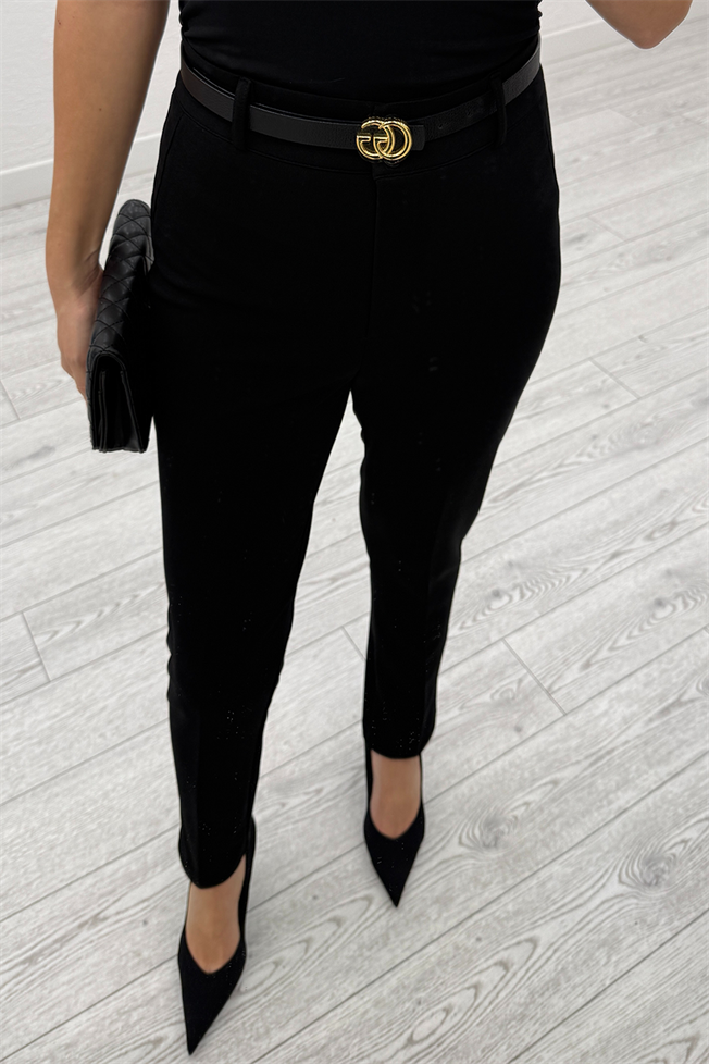 Siyah Likralı Cigarette Kumaş Pantolon 9045