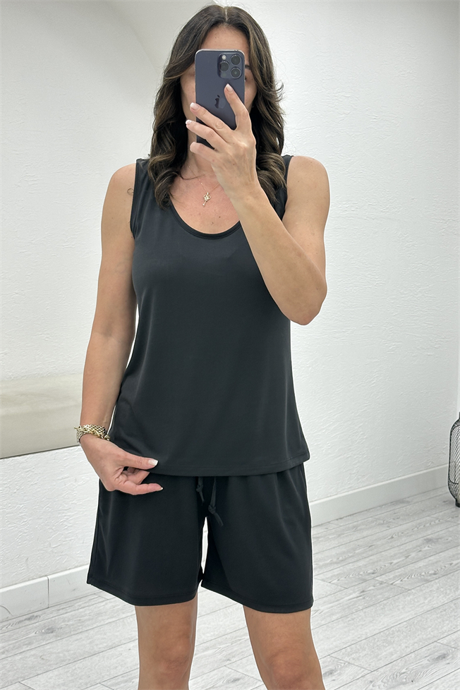 Siyah Modal Atlet Şort Takım 3910