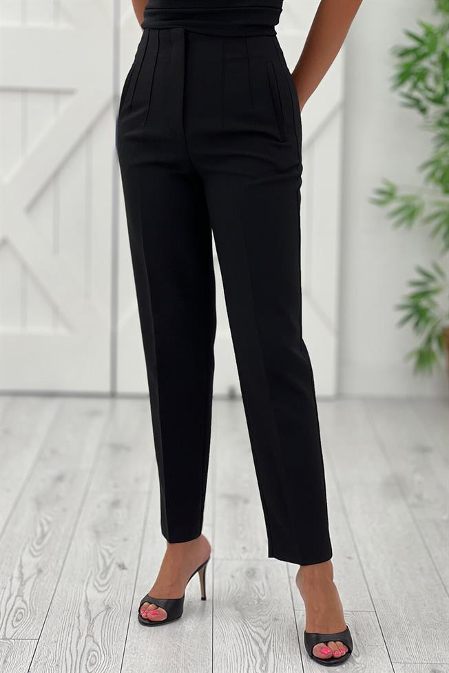 Siyah Önü Flatolu Pantolon 5113