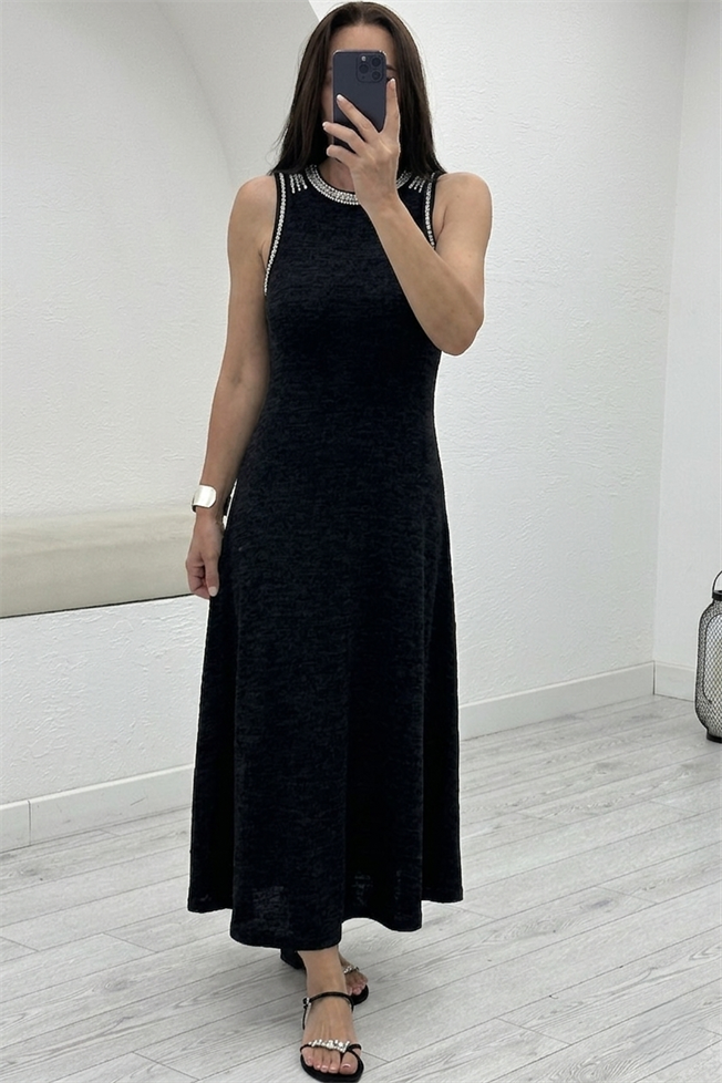 Siyah Örme Elbise 8457