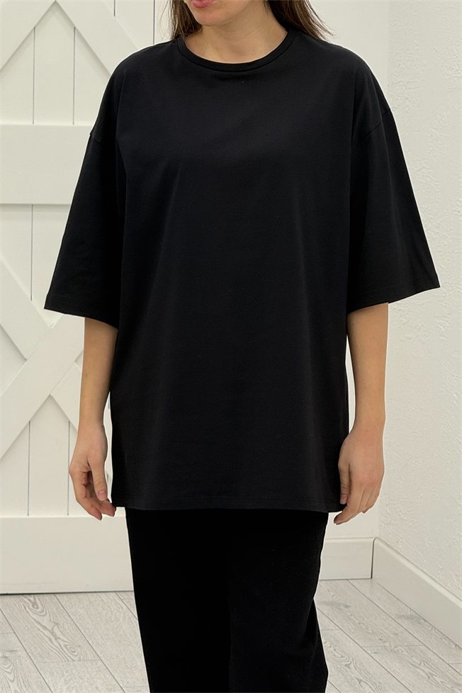 Siyah Oversize Basic Tshirt 1100