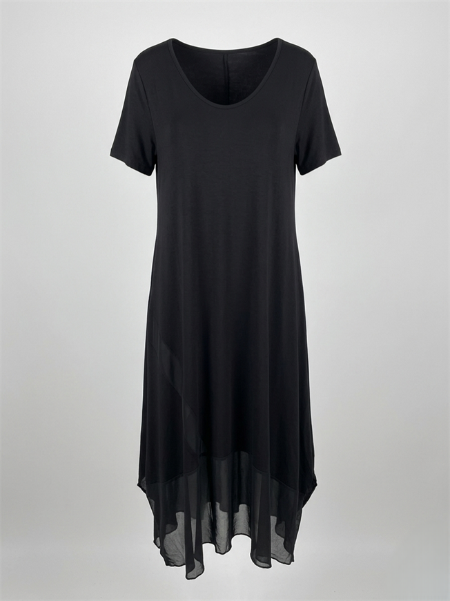 Siyah Oversize File Detay Elbise 3867