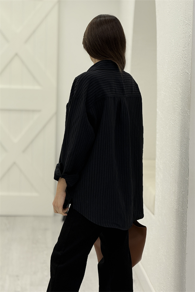 Siyah Oversize Gömlek 5000