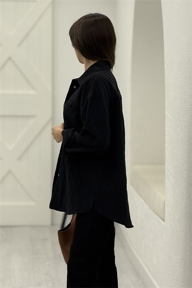 Siyah Oversize Gömlek 5000