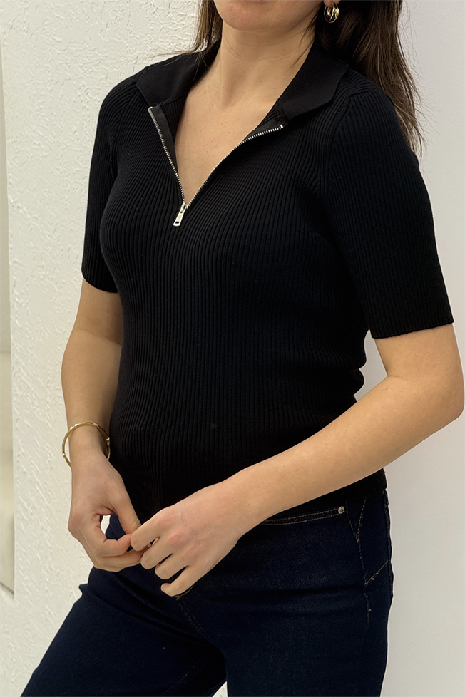 Siyah Polo Yaka Triko 3574