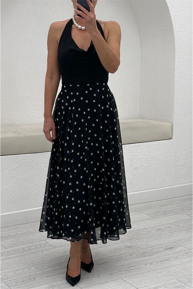 Siyah Puantiyeli Etek 0613