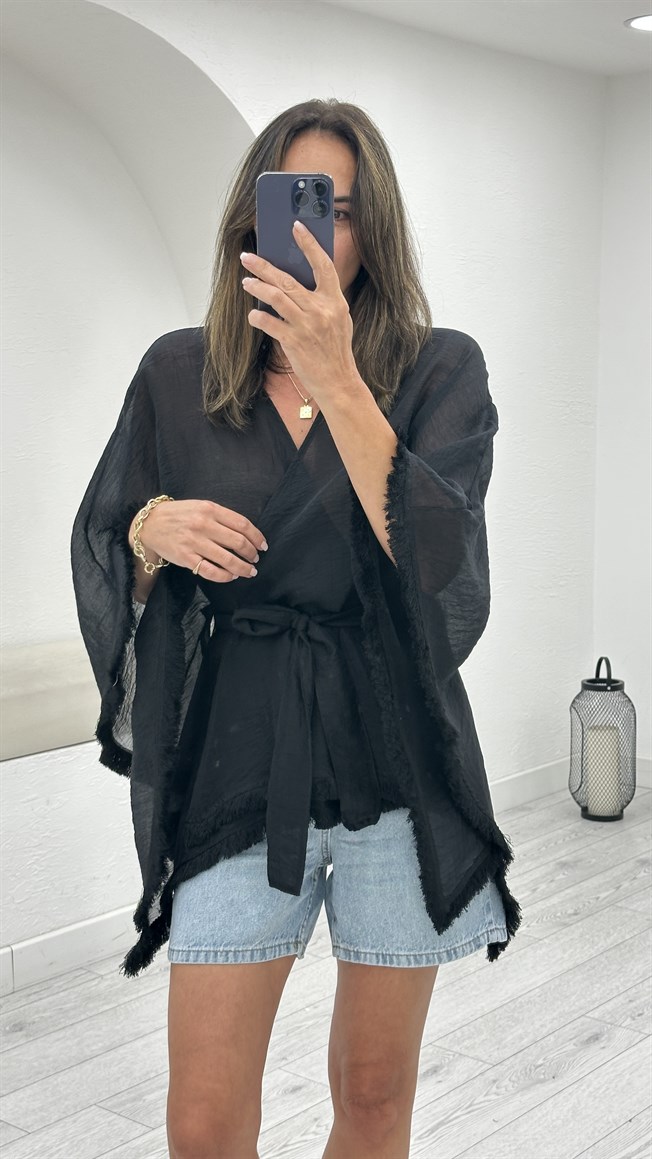 Siyah Püsküllü Kimono 5101
