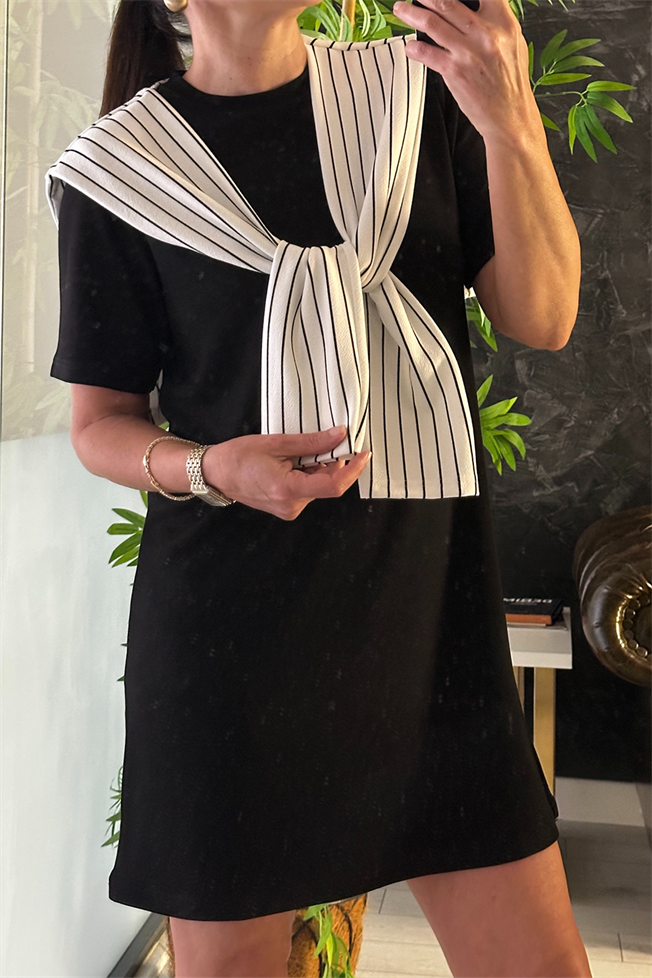 Siyah Şallı Elbise 2410