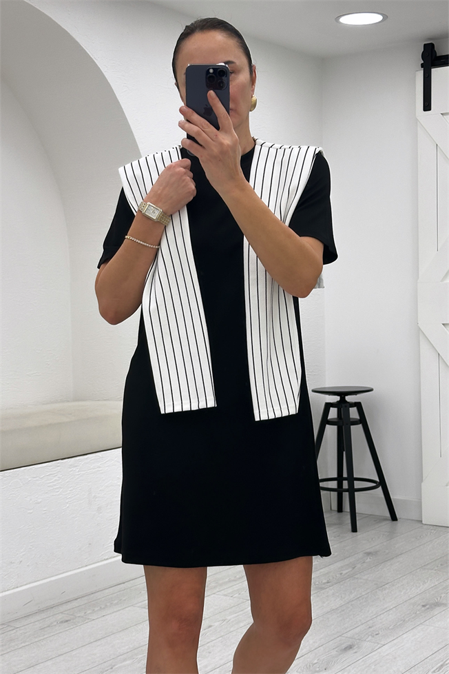 Siyah Şallı Elbise 2410