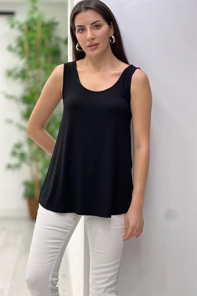 Siyah Sıfır Kol Basic Atlet 441