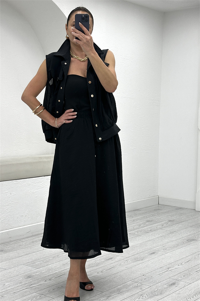 Siyah Etek Yelek Takım 4880