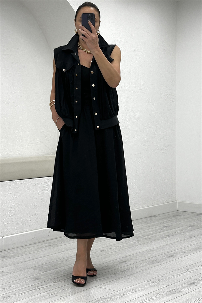 Siyah Etek Yelek Takım 4880