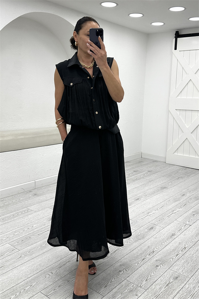 Siyah Etek Yelek Takım 4880