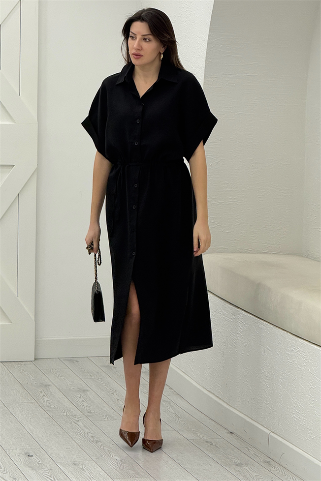 Siyah Tencel Elbise 070