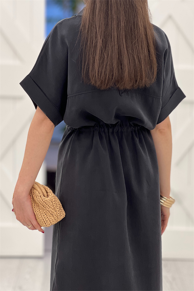 Siyah Tencel Elbise 070