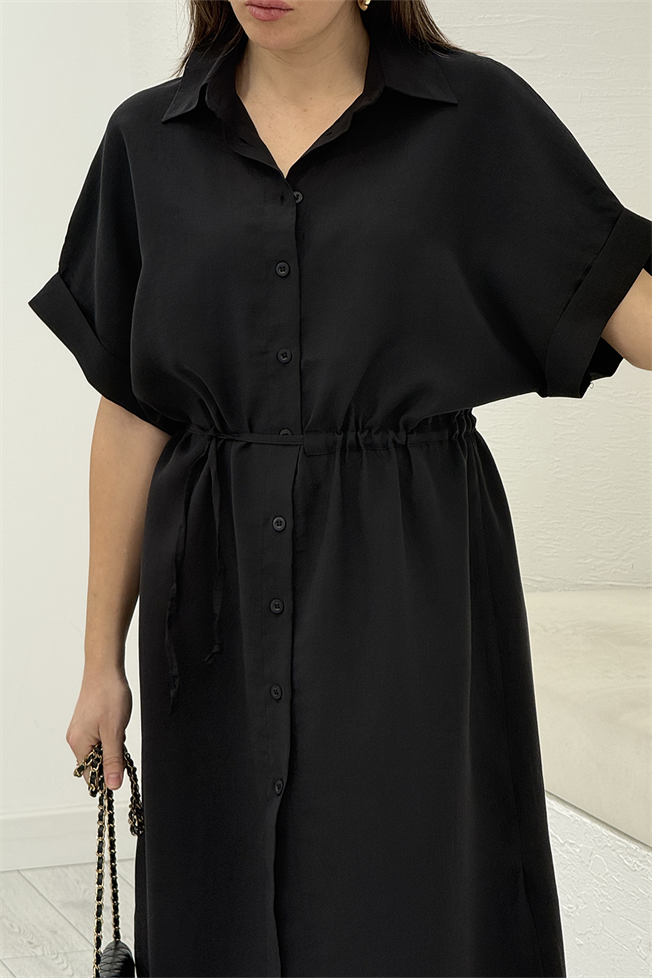 Siyah Tencel Elbise 070