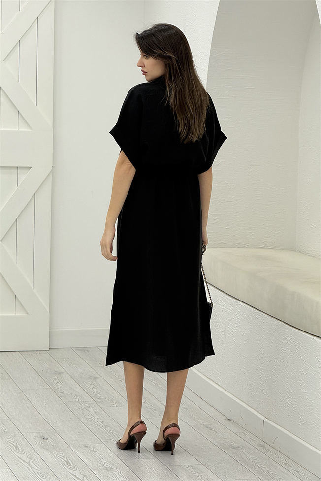 Siyah Tencel Elbise 070
