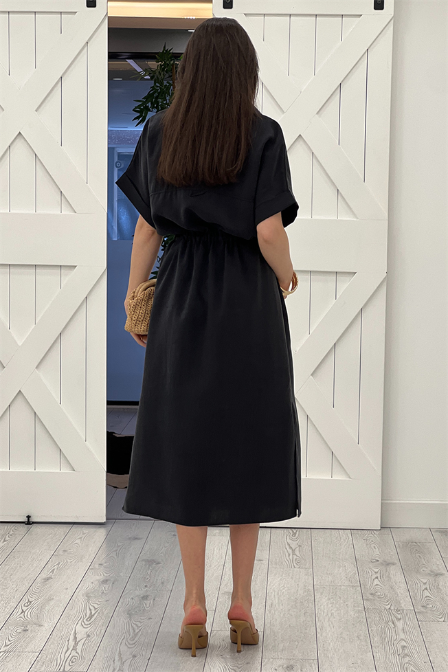 Siyah Tencel Elbise 070