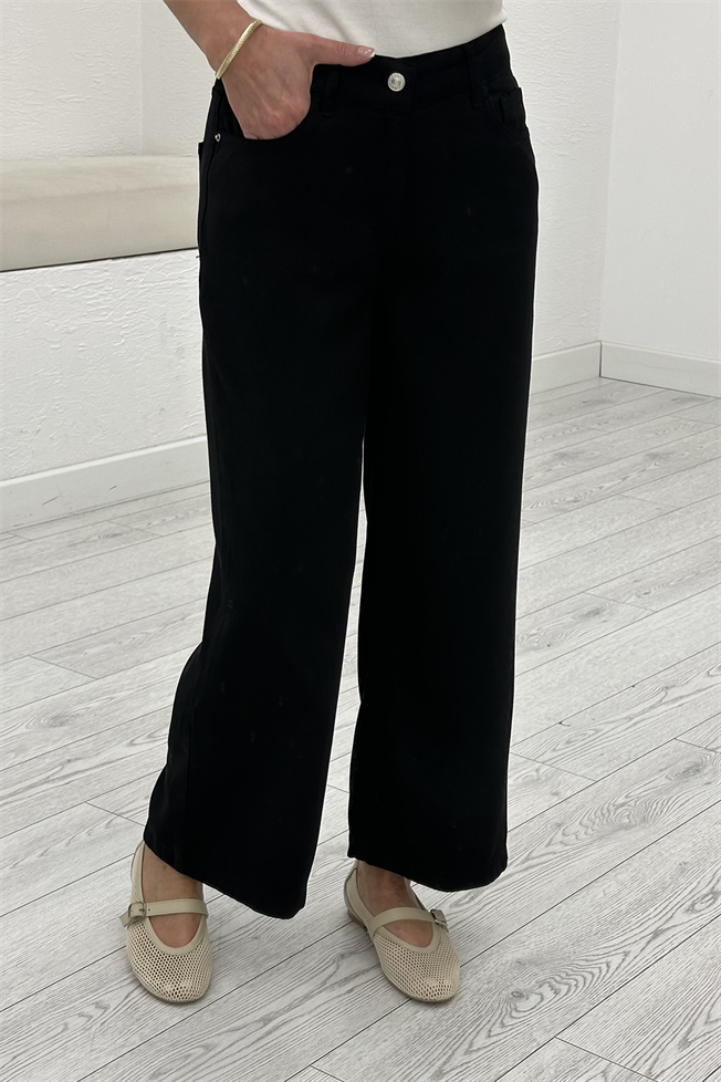 Siyah Tensel Culotte Jean 01026