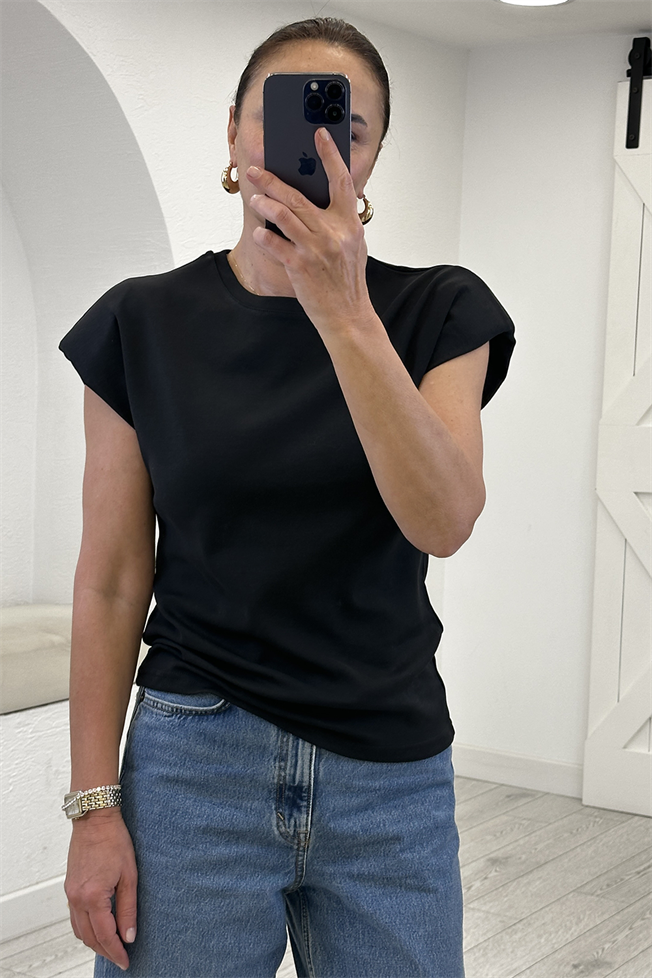 Siyah Vatkalı Tshirt 3615
