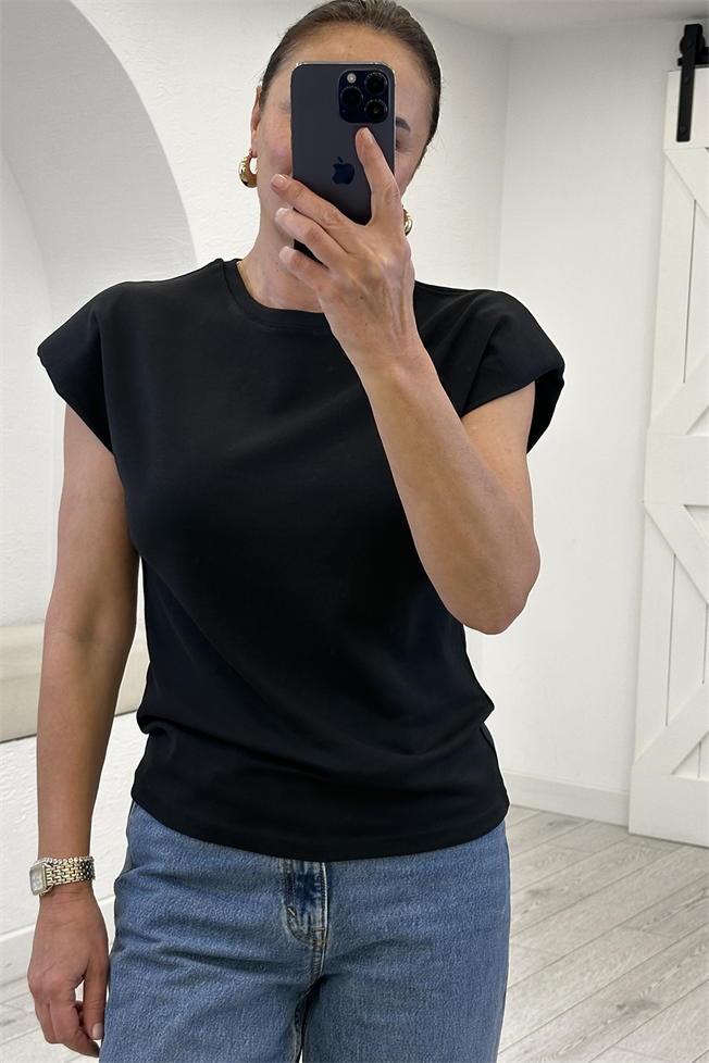 Siyah Vatkalı Tshirt 3615