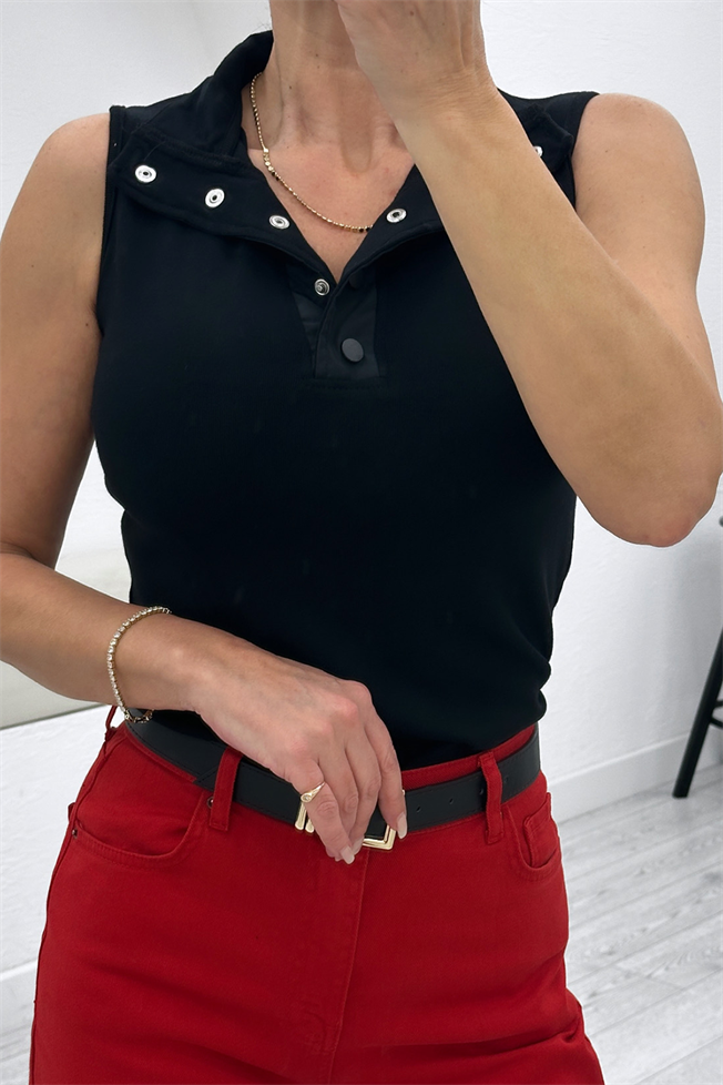 Siyah Yakalı Kolsuz Tshirt 3775