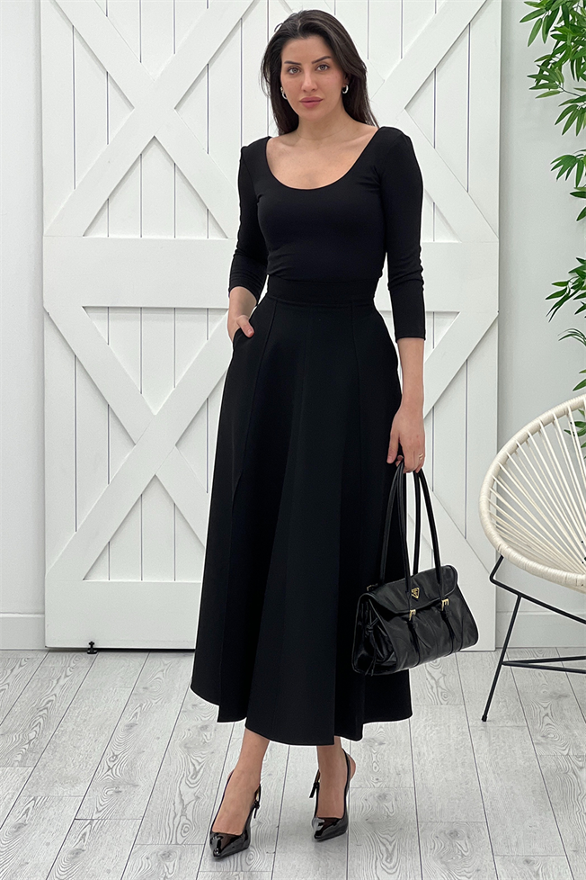 Siyah Yırtmaçlı Etek 05175