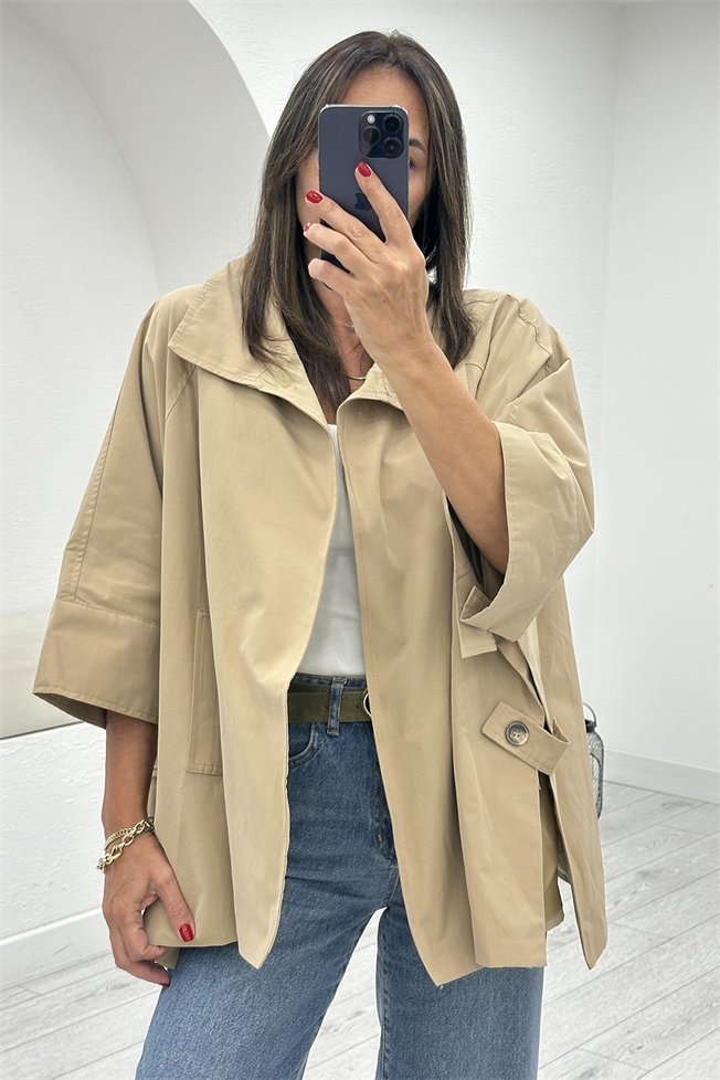 Taş Oversize Kısa Trençkot 87159