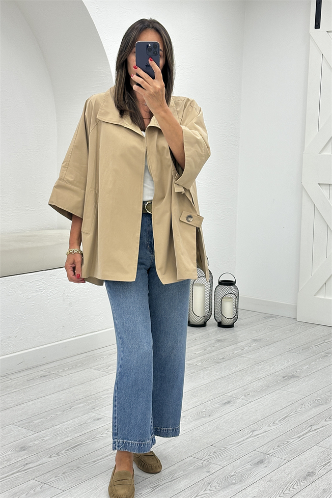 Taş Oversize Kısa Trençkot 87159