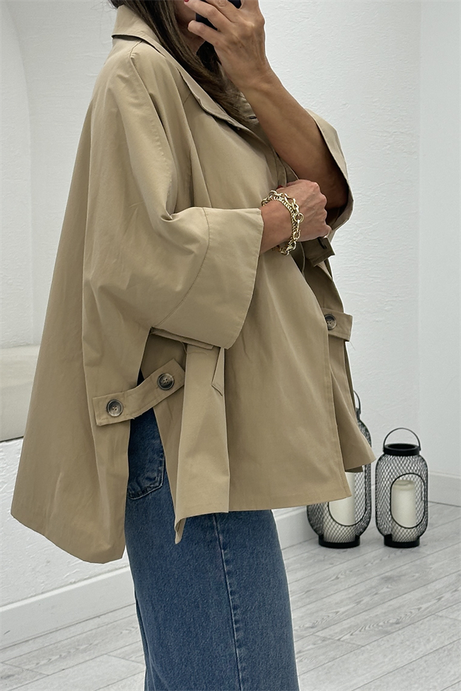 Taş Oversize Kısa Trençkot 87159