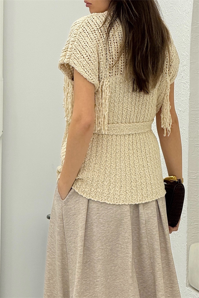 Taş Sıfır Kol Triko Hırka 2594