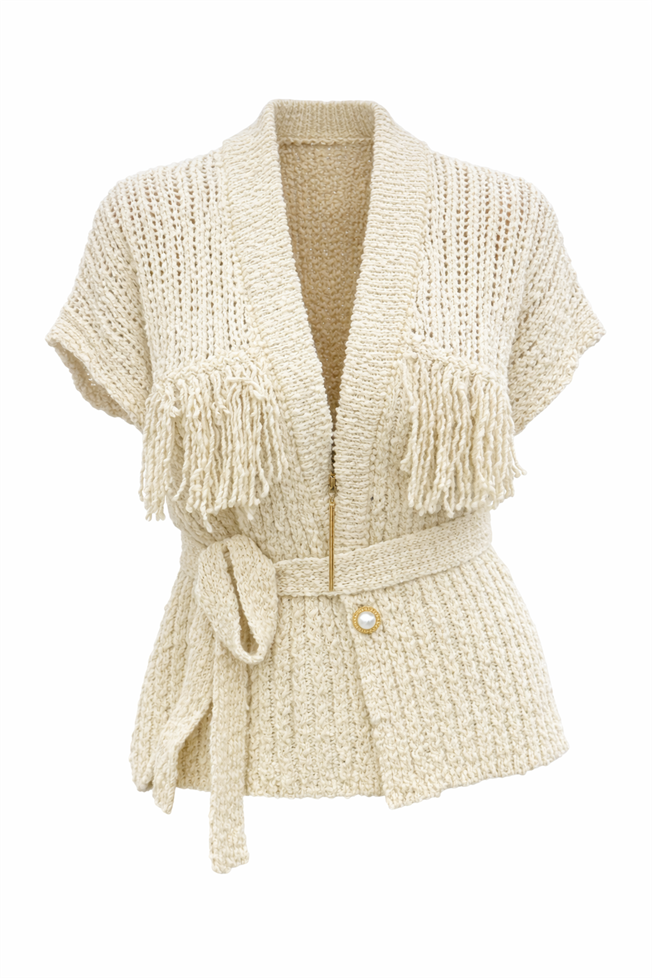 Taş Sıfır Kol Triko Hırka 2594