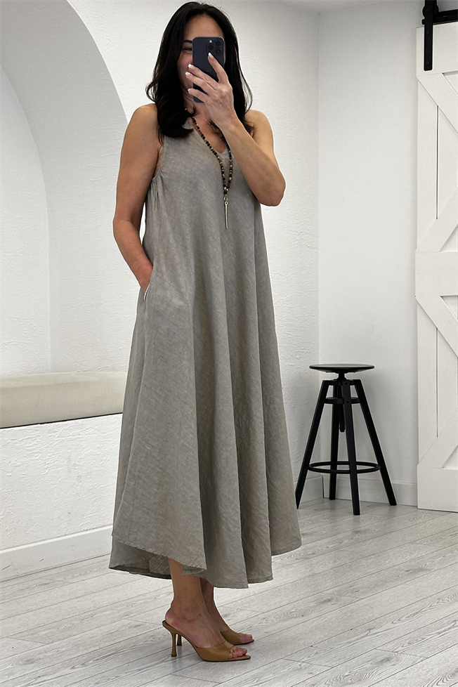 Vizon Keten Elbise 39450