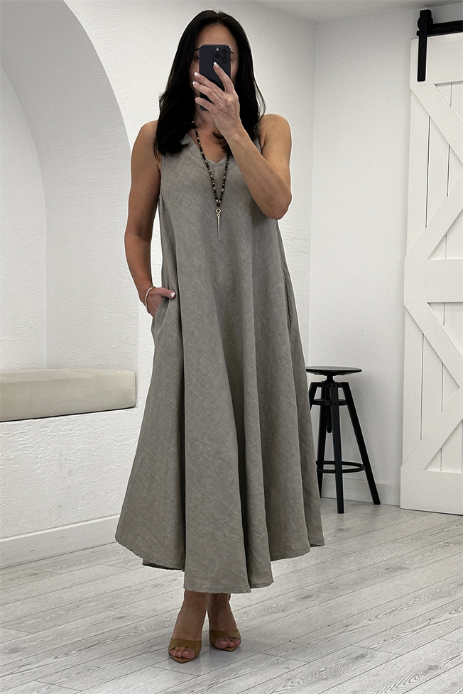 Vizon Keten Elbise 39450