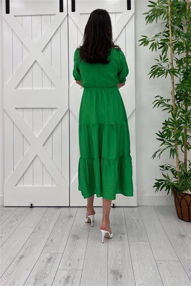 Pepicino ACT Yeşil Beli Lastikli Fırfırlı Elbise 4255