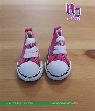 Pembe Renk İpli Converse Amigurumi Ayakkabı