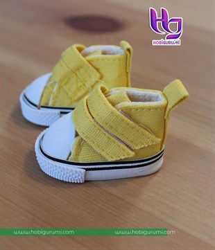 Sarı Renk Cırtlı Converse Amigurumi Ayakkabı