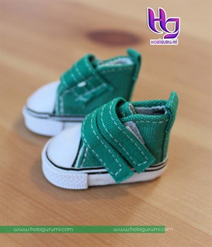 Yeşil Renk Cırtlı Converse Amigurumi Ayakkabı