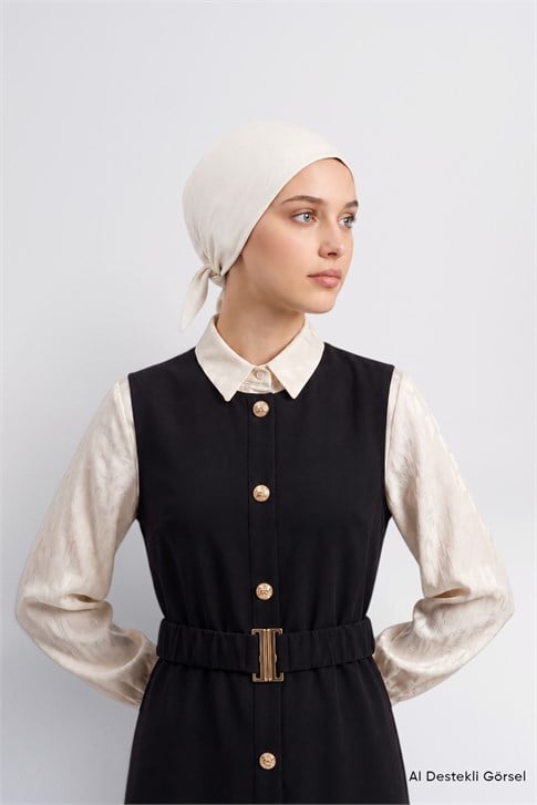 Armine Dikişsiz Bağlı Bone Ekru