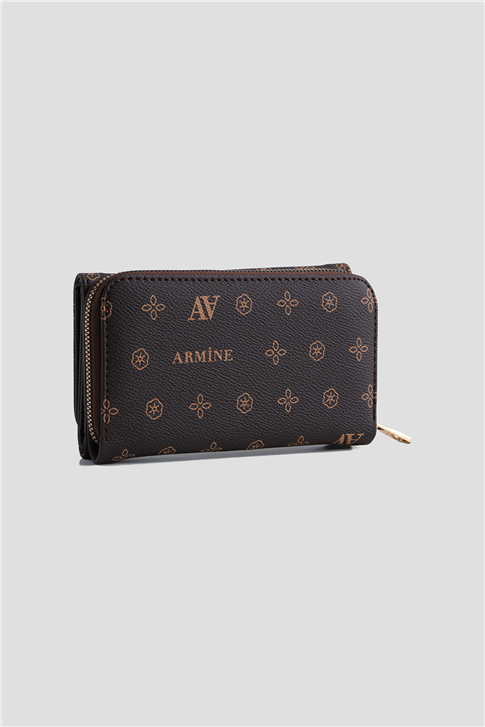 Armine Cüzdan Baskılı 25YD7012 Kahverengi