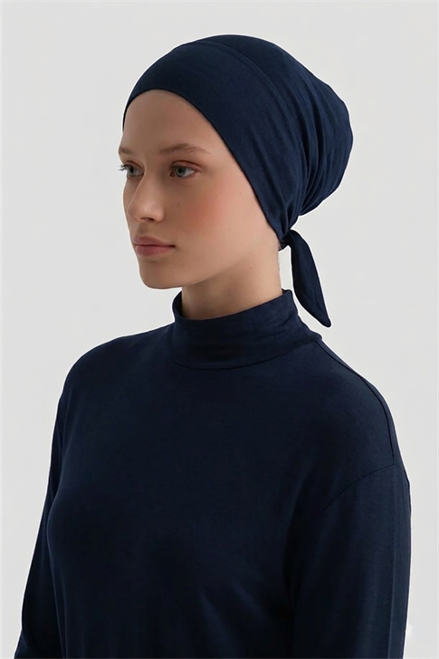 Armine Tüllü Düz Bone Lacivert