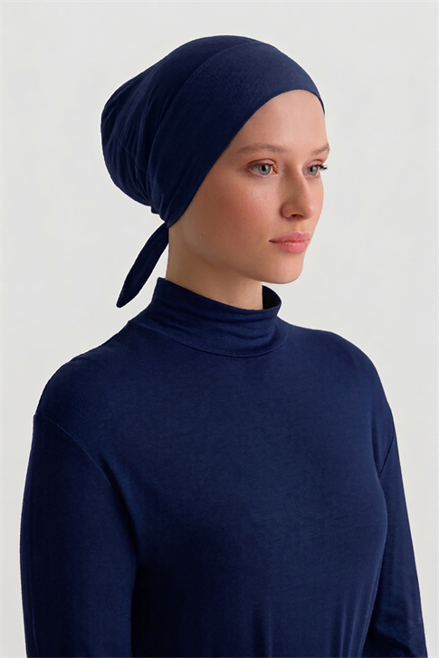 Armine Tüllü Düz Bone Lacivert