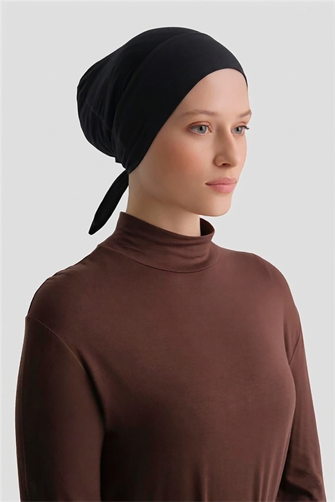 Armine Tüllü Düz Bone Siyah