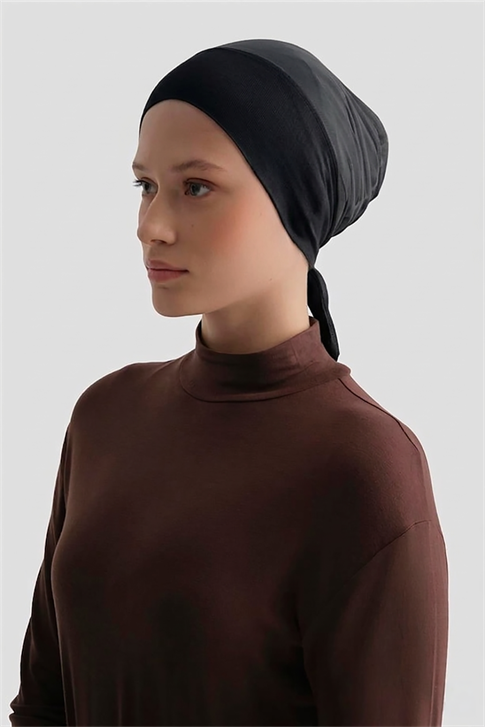 Armine Tüllü Düz Bone Siyah